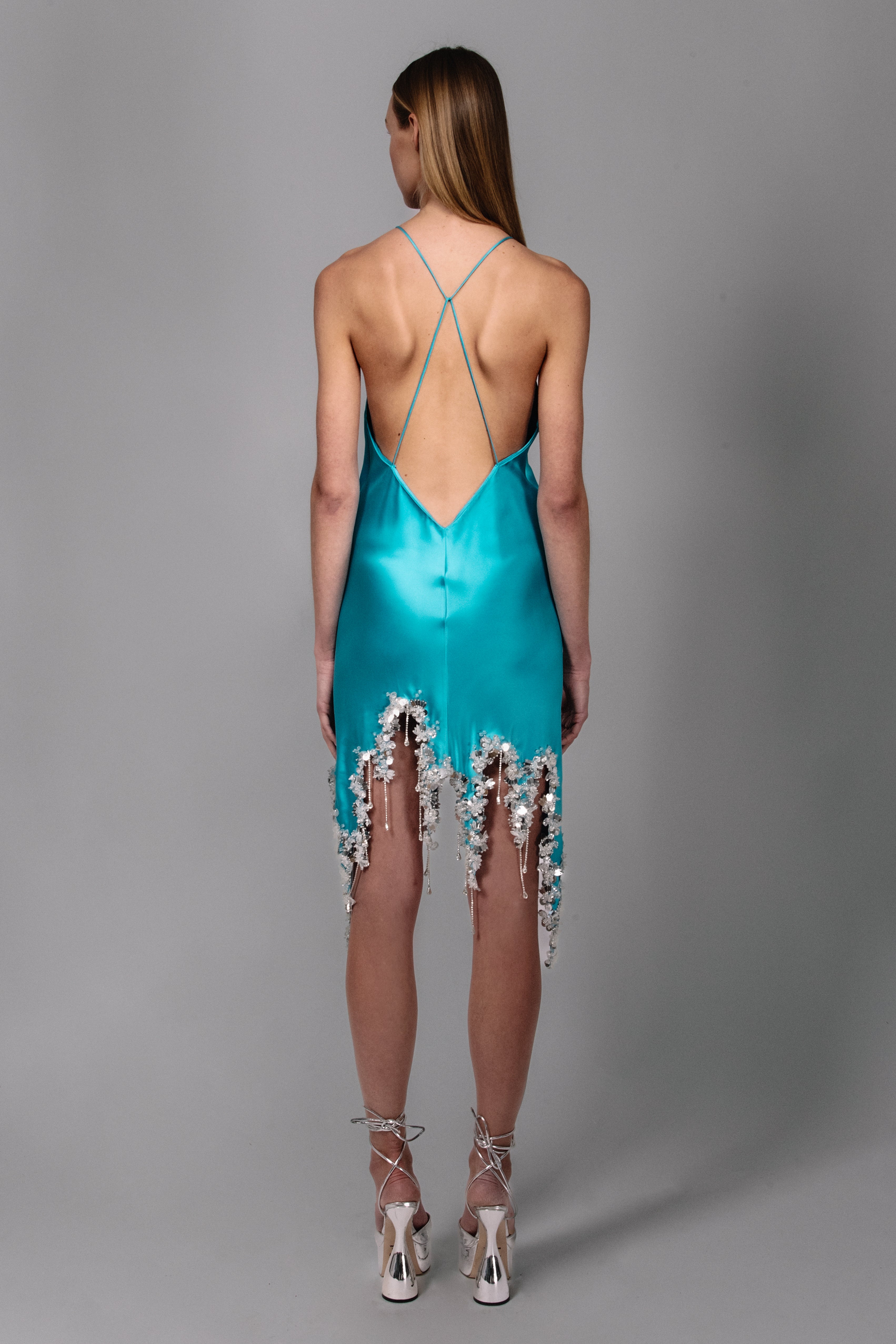 Embellished Slash Mini Dress