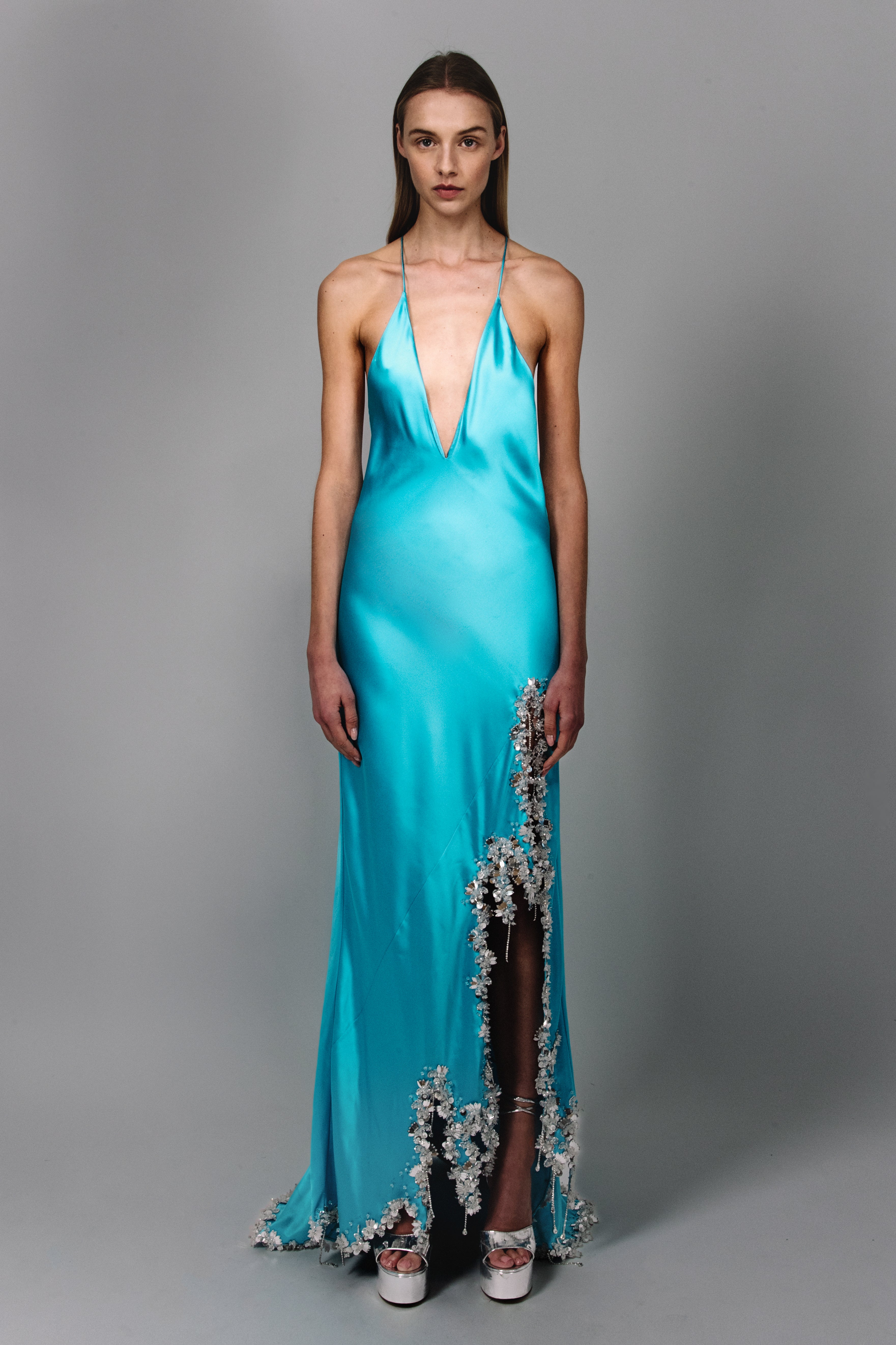 Embellished Slash Gown