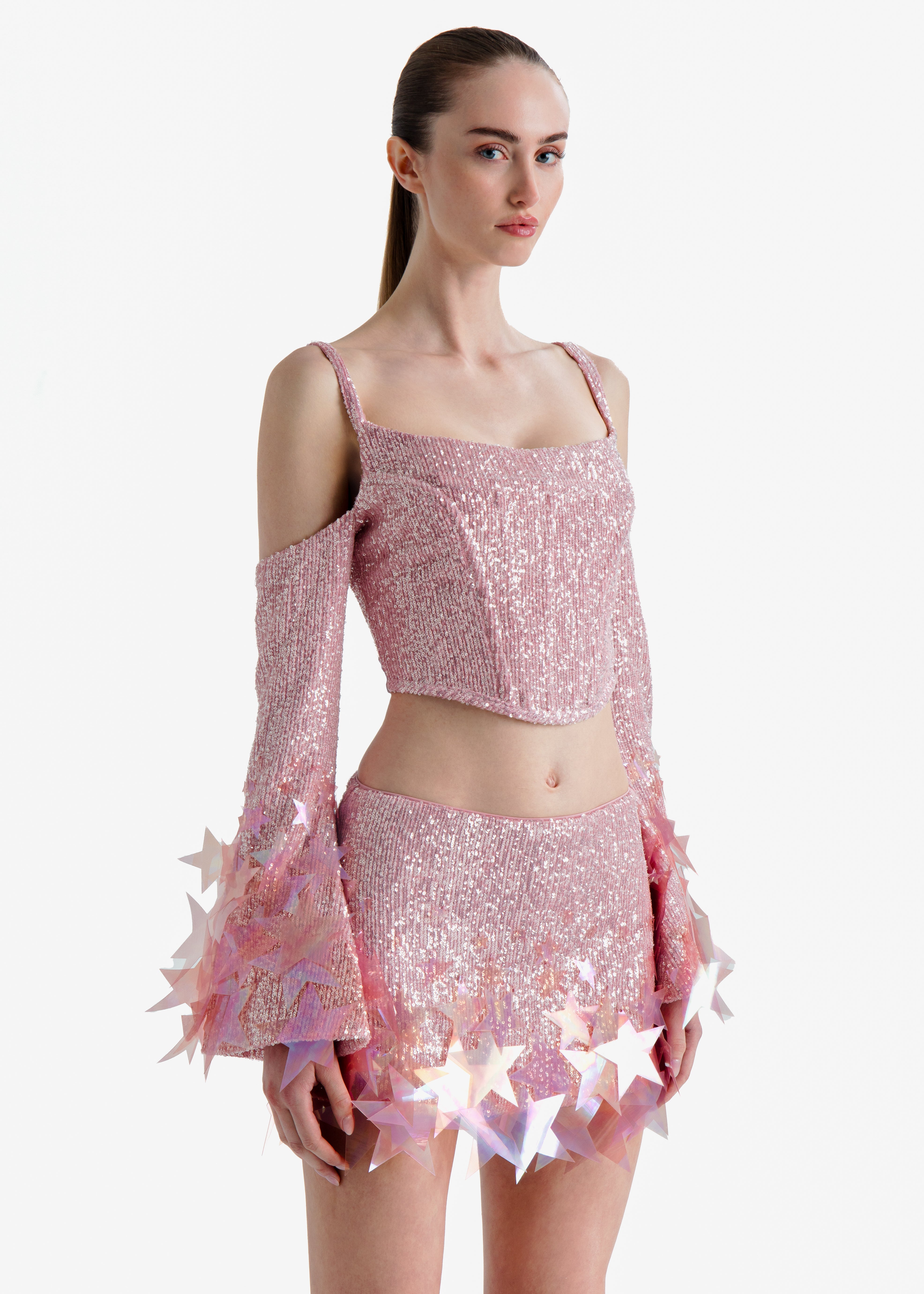 Pink Growing Star Sleeved Corset Top