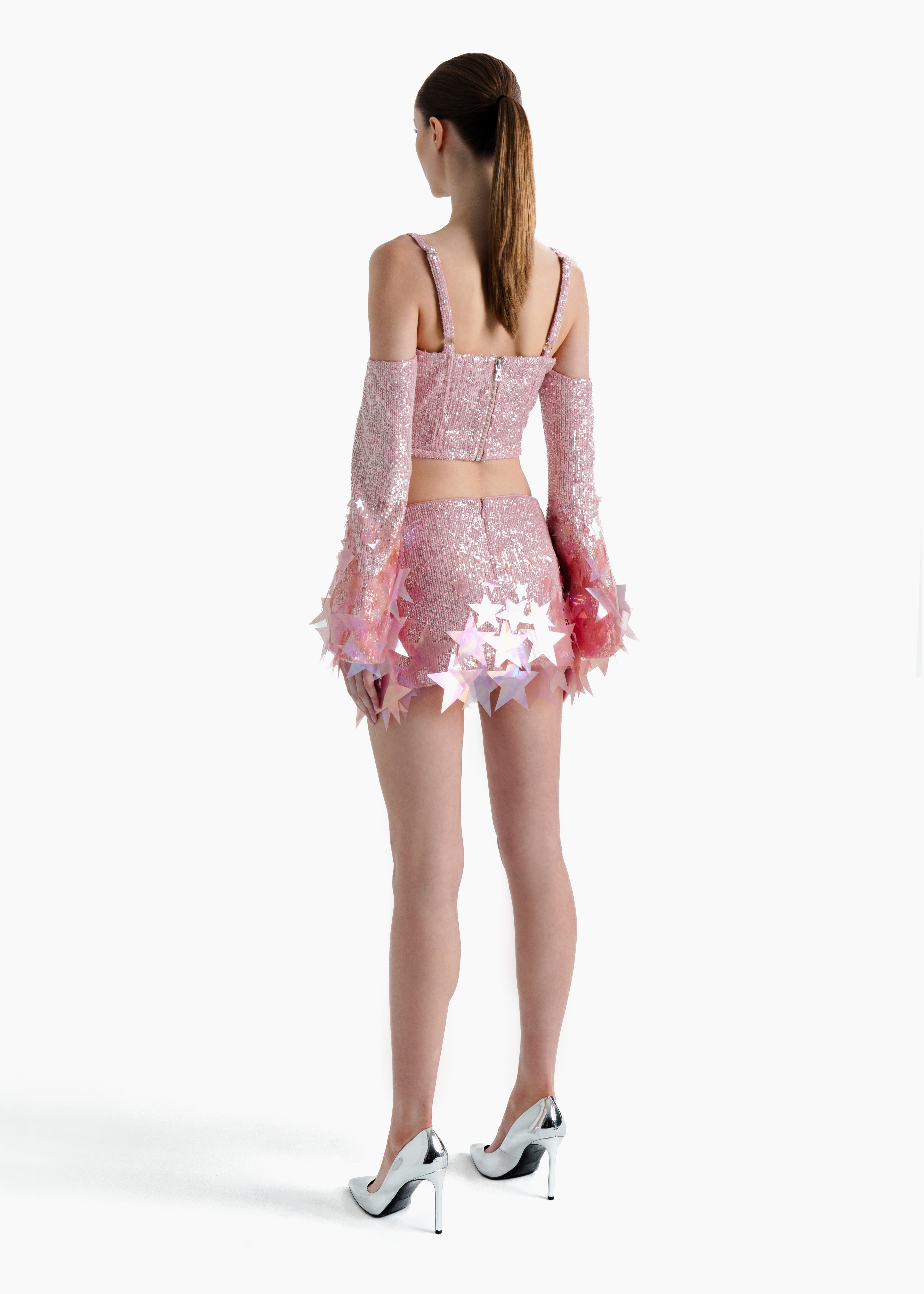 Pink Growing Star Sleeved Corset Top