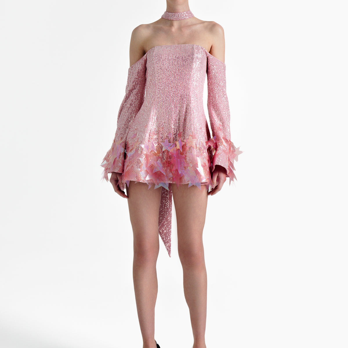 Pink Growing Star Off-Shoulder Dress Pink Growing Star Off-Shoulder Dress