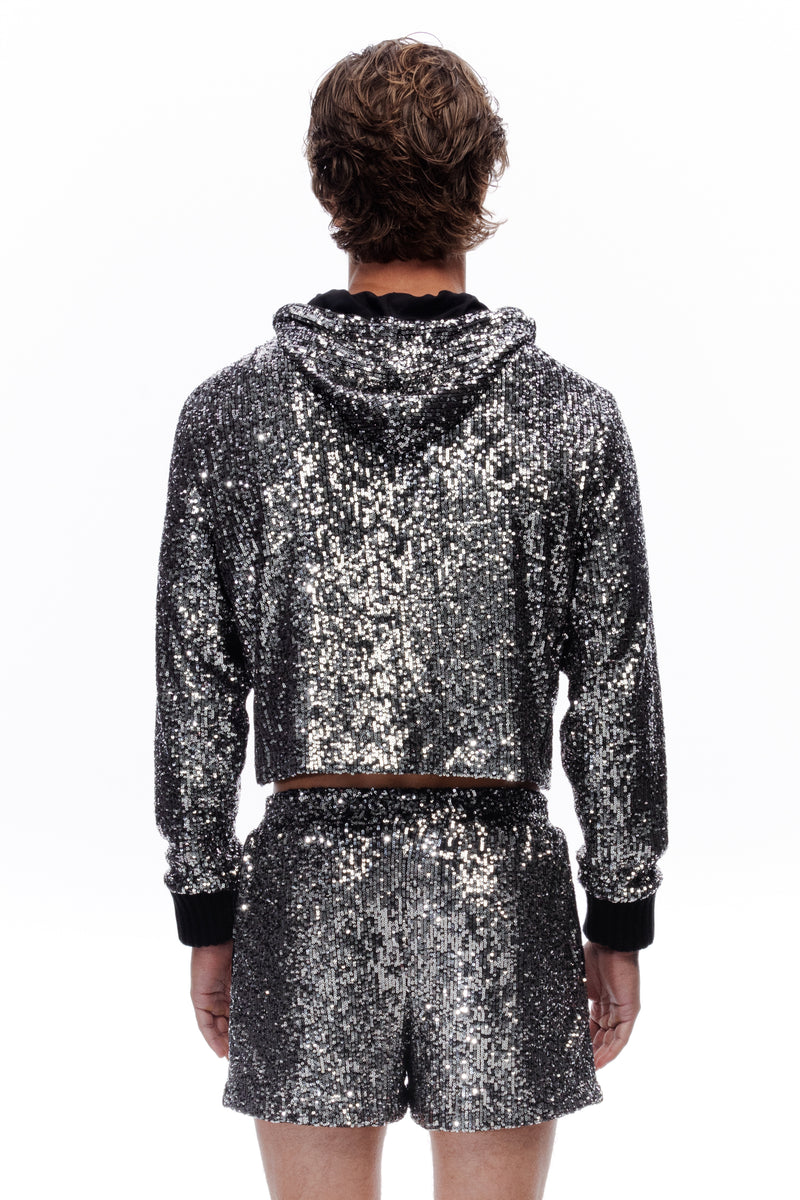 Cropped Sequin Hoodie