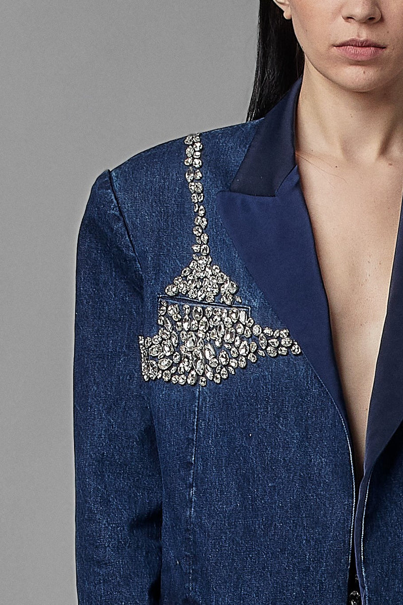 Crystal Bra Denim Jacket