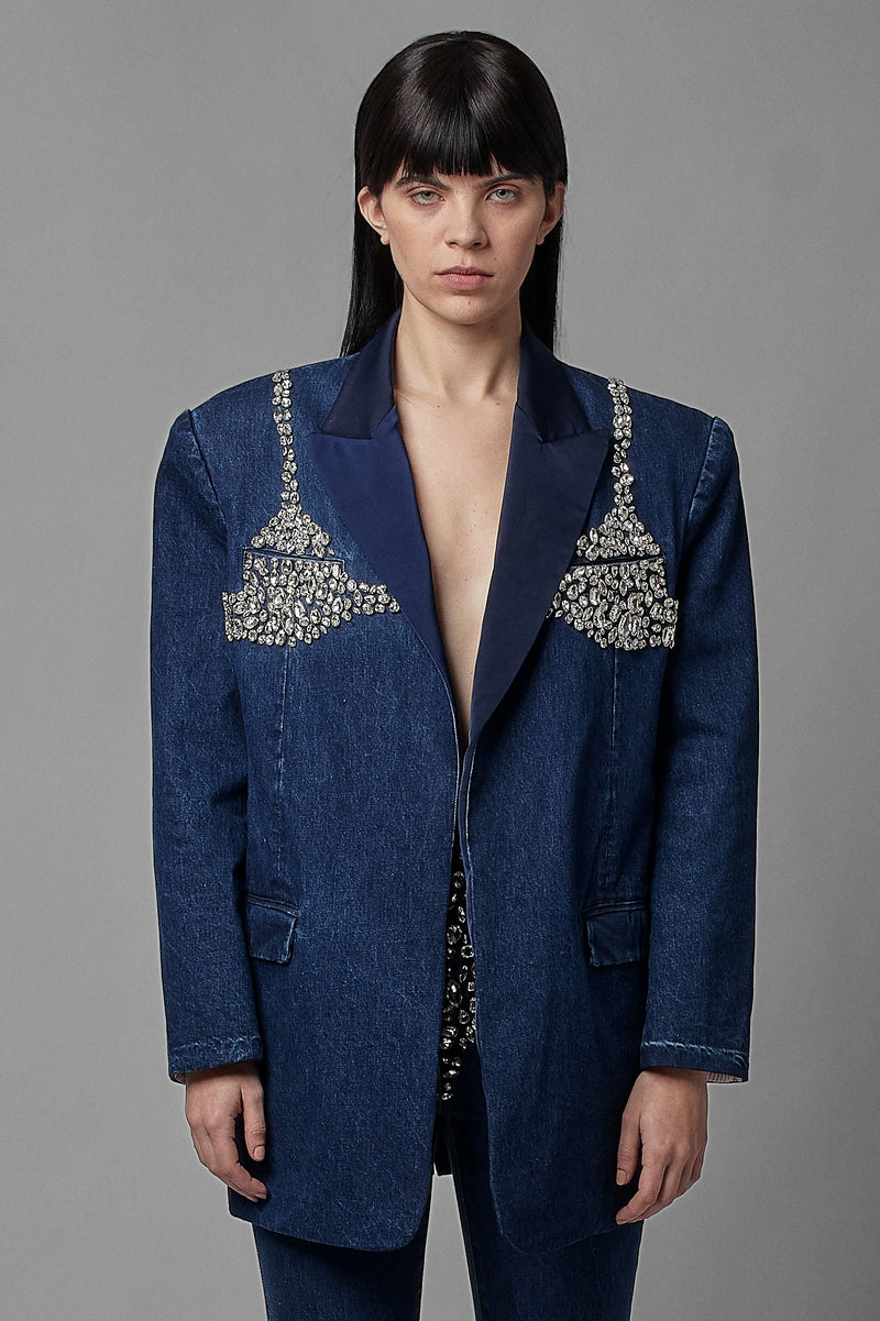 Crystal Bra Denim Jacket
