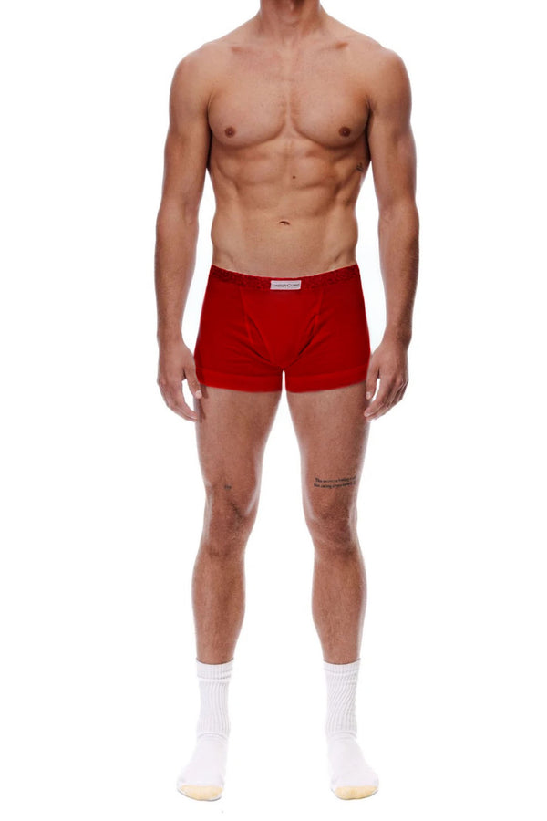 Lace Logo Trunks in Red