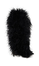Feathered Isabella High Heel Boots in Black
