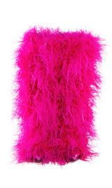 Feathered Isabella High Heel Boots in Hot Pink