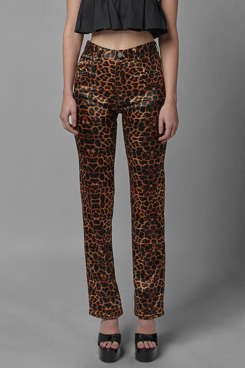 Leopard Print Stove Pipe Pants