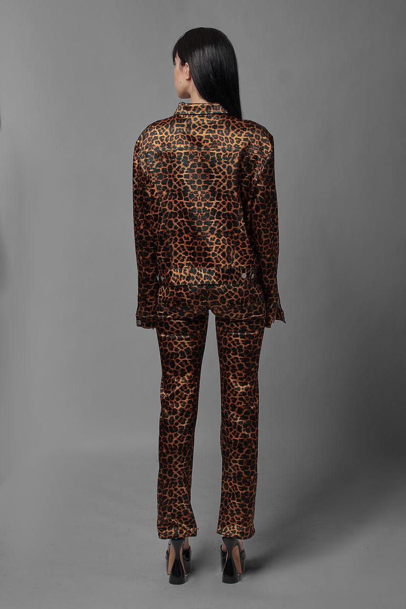 Leopard Print Trucker Jacket